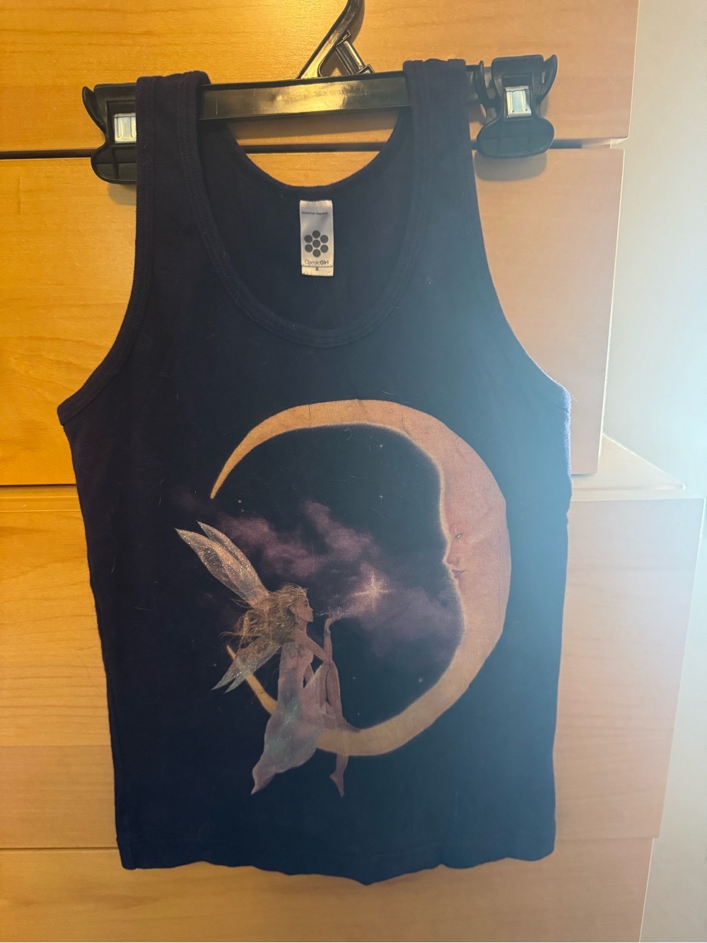 Girls Small Tank Top with Fairy and Crescent Moon Graphic